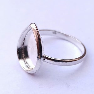 4x6 to 21x14 Pear Shape Thick Bezel Ring 2mm deep Bezel,Good for Resin work,925 Sterling Silver Ring,Blank Silver Bezel, Back open/close