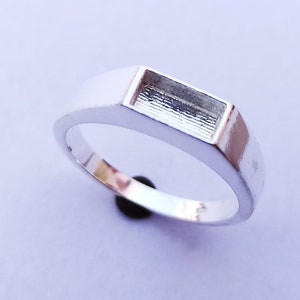 4x8mm Rectangle Shape Blank Bezel 925 Sterling Silver Ring, Good for Resin & Ashes Work,Silver Men Rings