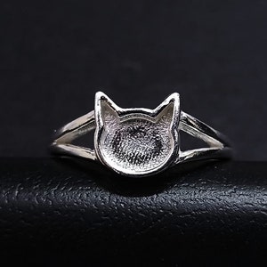 7mm Cat Face Ring, Good for Ashes work & Resin Work,925 Sterling Silver Ring,Cat Lover Ring,Animal Lover Ring,Goodluck Ring