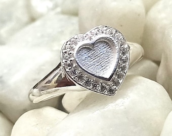 Bague En Argent 925 Massif Avec Zircon Blanc - Taille 51 - Occasion