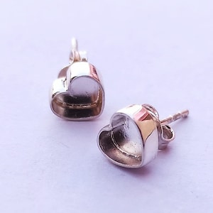 3mm To 25mm Heart Shape Plain Bezel Studs,For Resin Work & GemStone Setting,925 Sterling Silver Studs