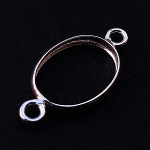 4x6 To 22x32 mm Oval Half Round Plain Bezel Connector, For Resin Work & GemStone Setting, 925 Sterling Silver Connector, Blank Silver Bezel