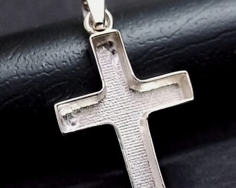 16x22mm Cross Shape Blank Bezel Pendant. 3mm Deep Bezel. 925 Sterling Silver, Good for resin and ashes work.
