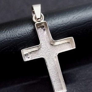 16x22mm Cross Shape Blank Bezel Pendant. 3mm Deep Bezel. 925 Sterling Silver, Good for resin and ashes work.