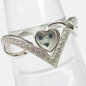 6mm Heart Shape Blank Bezel Designer Ring with zircon, Good for Resin & Ashes Work. Any Color Zircon Available.