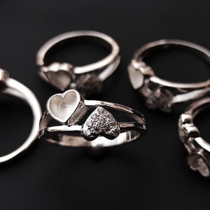 925 Sterling Silver 6mm heart ring Cz heart with blank heart bezel designer ring.