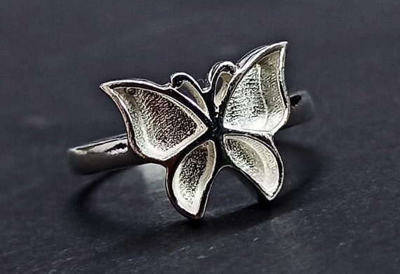 925 スターリング シルバー 13 mm バタフライ ブランク ベゼル リング