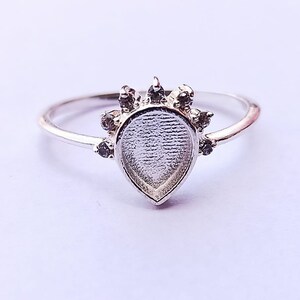 925 sterling silver 6 x 8 mm päronfärgad blank bezel med CZ-infattad ring, lämplig för harts- och askarbeten. Zirkon i valfri färg finns. bild 3