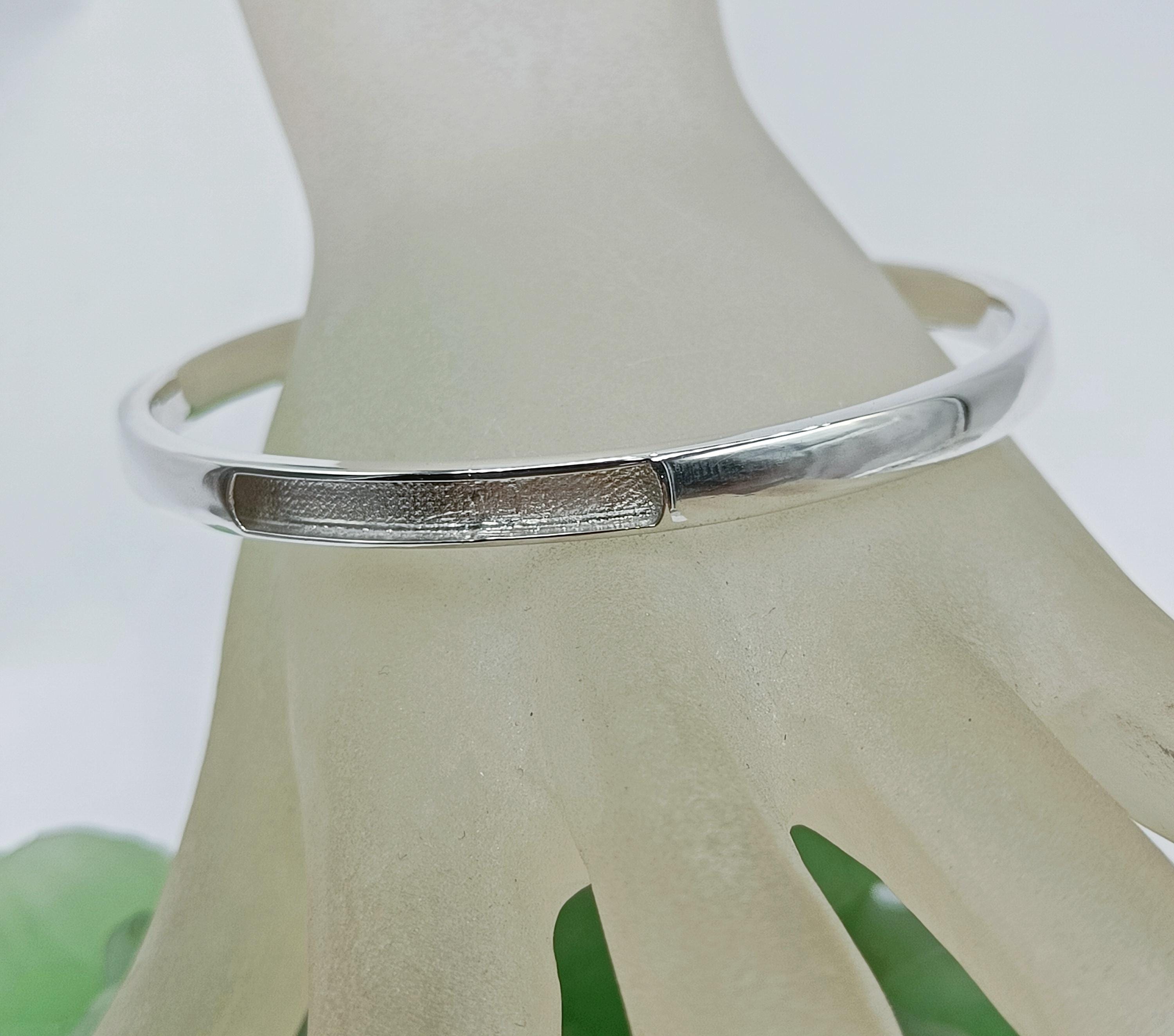 925 Sterling Silver 6mm Wide Blank Bezel Bangle, 65mm Inner Size