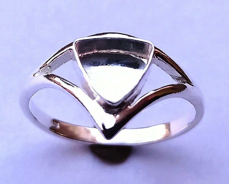 4mm-18mm Triangle 2mm deep Bezel ring,unique design,for GemStone Setting,925 Sterling Silver Ring,Blank Bezel,Handmade Ring,Back open/close image 1