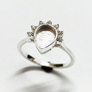 925 sterling silver 6 x 8 mm päronfärgad blank bezel med CZ-infattad ring, lämplig för harts- och askarbeten. Zirkon i valfri färg finns. bild 6