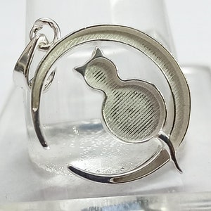 925 Sterling Silver Pendant 19mm Moon and Cat Shape Blank Bezel Beautiful Pendant, Good for Resin Work.