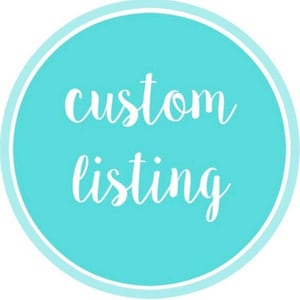 May include: A turquoise blue circle with a white outline and the text "custom listing" in white.
