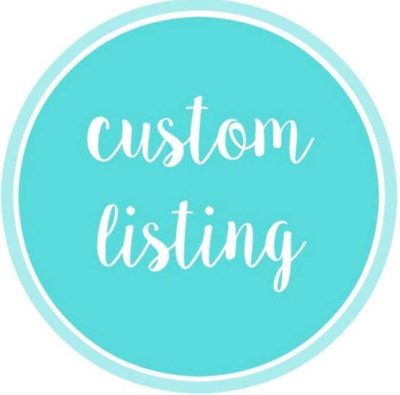 Puede incluir: Un c&iacute;rculo azul turquesa con un contorno blanco y el texto "custom listing" en blanco.
