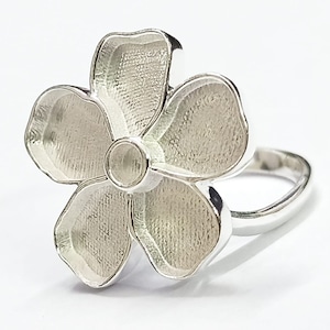 925 Sterling Solid Silver 22mm Flower Shape Blank Bezel Ring, Good for Resin & Ashes Work.