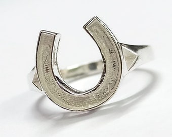 Lucky Horse shoe Ring with Full Blank Bezel, 925 Sterling Silver Rings, Good for Resin & Ashes Work.