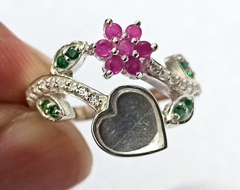 7 Mm Blank Heart With Zircon Flower and Leaf Band,good for