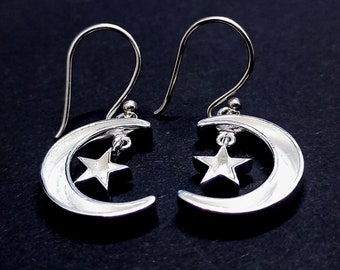 18mm Moon with 5mm Star Shape Blank Bezel Earring,For Resin Work, 925 Sterling Silver Earring, Blank Silver Bezel,Resin Blank Bezels.