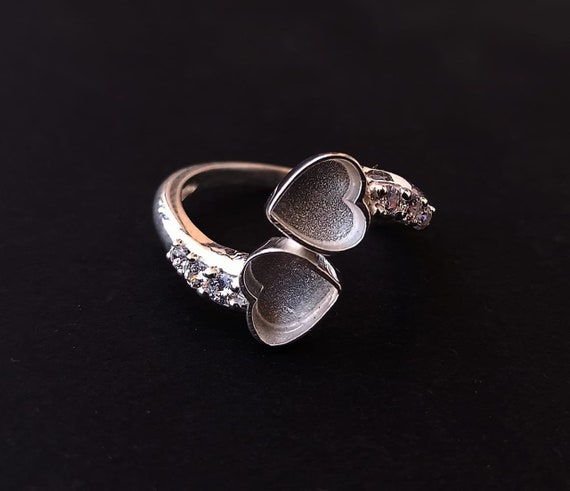 3mm to 10mm Double Heart Bezel Ring With CZ Setted Bnad,good