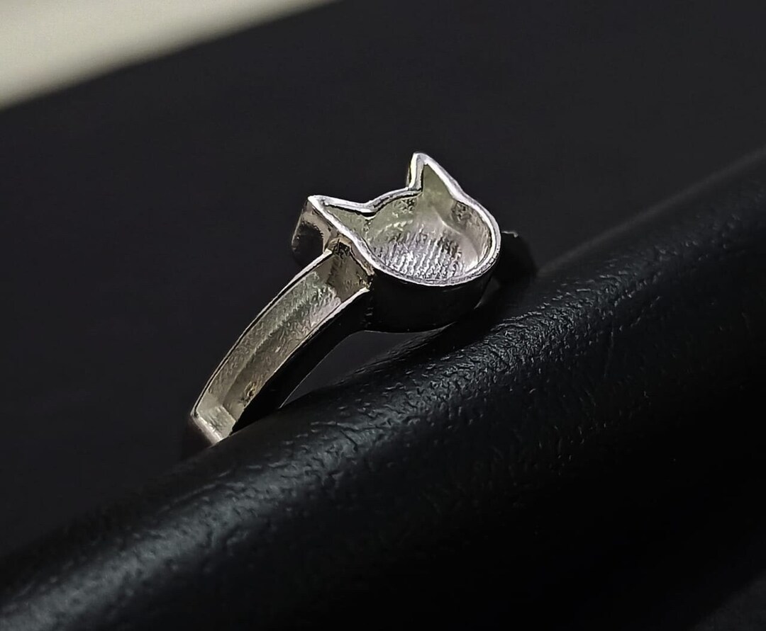 7mm Cat Face Ring, Good for Ashes Work Resin Work,925 Sterling