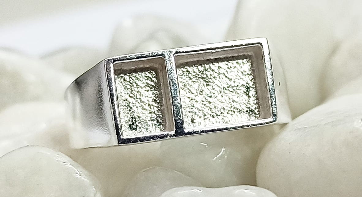 7x14mm Rectangle Shape Blank Bezel With Two Different Size Parts