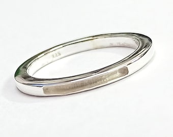 925 Sterling Silver Designer 12mm Long Blank Bezel Ring, Good for Resin & Ashes Work