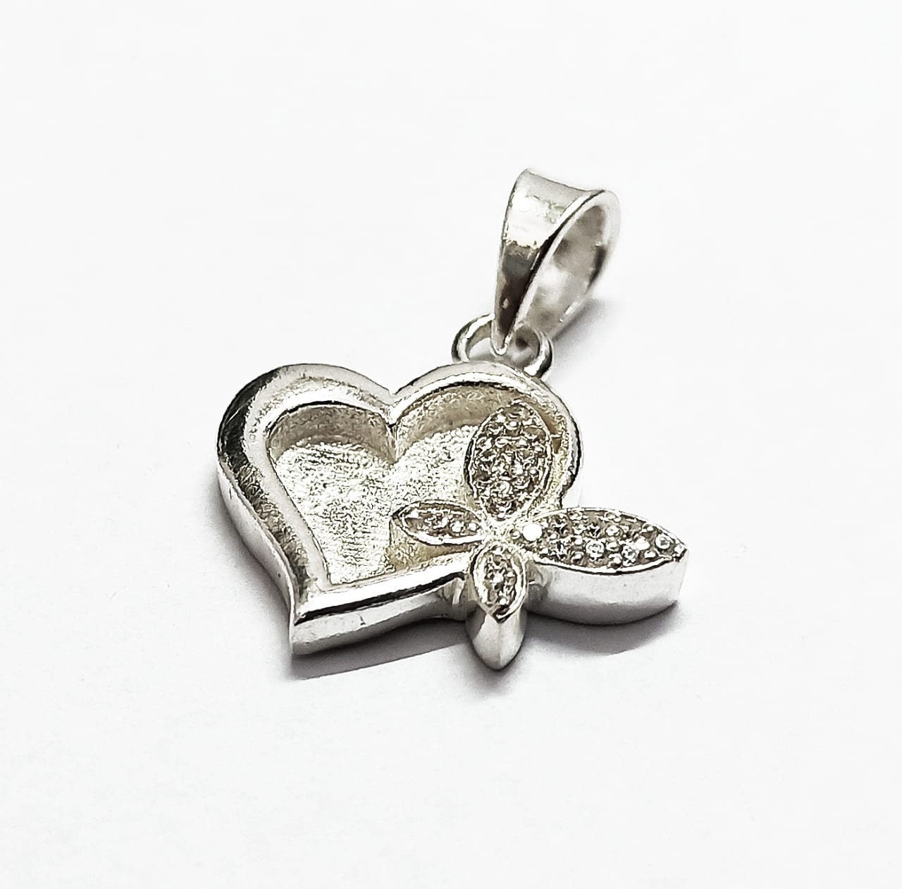Butterfly in Heart Blank Bezel Pendant With Zircon Good for - Etsy