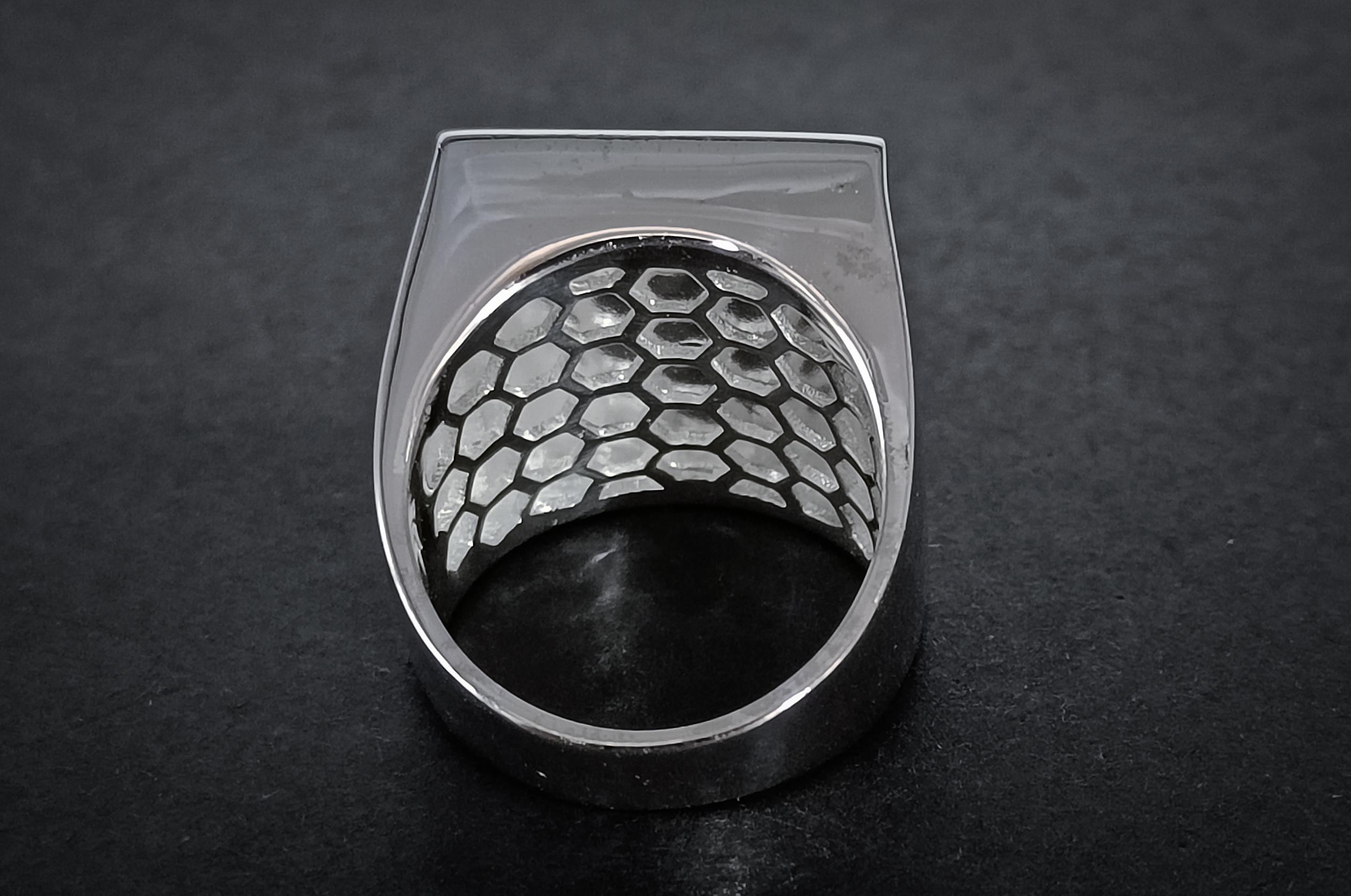 925 Sterling Solid Silver Ring, 17x20mm Rectangle Shape Close Back