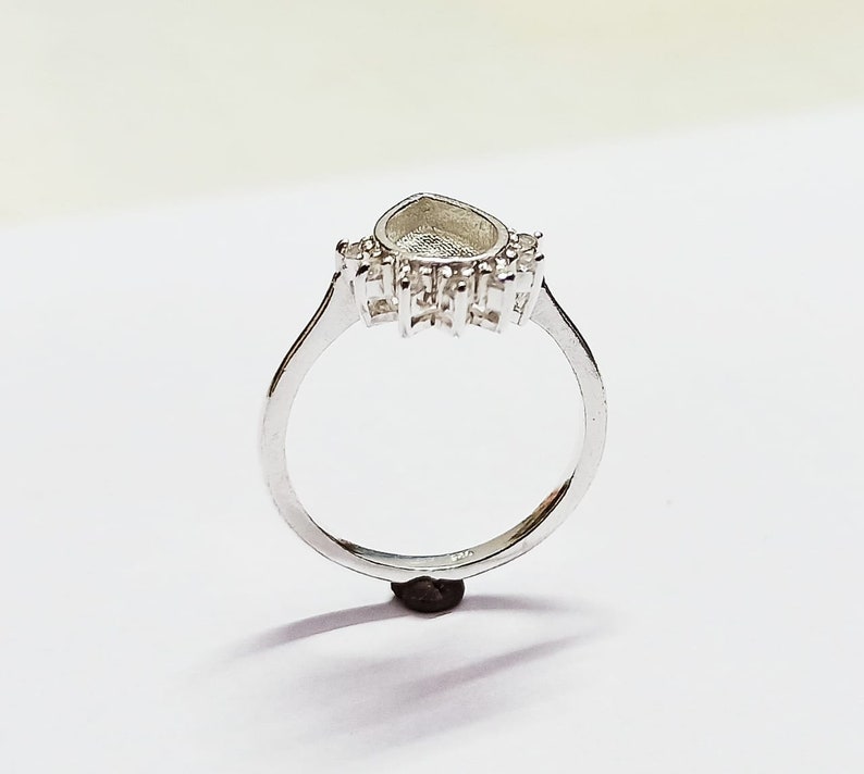 925 sterling silver 6 x 8 mm päronfärgad blank bezel med CZ-infattad ring, lämplig för harts- och askarbeten. Zirkon i valfri färg finns. bild 7
