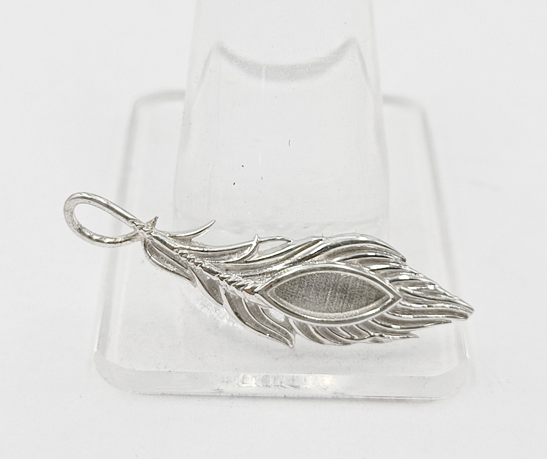 4x10mm marquise Shape Blank Bezel Pendant, 37mm Long feather pendant,…