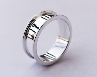 925 Sterling Silber 6mm breiter Rand Ring, gut für Harz, Inlay, Aschearbeit.