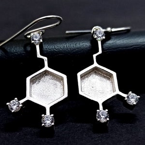 8mm hexagon Shape Blank Bezel Earring with zircon,For Resin Work,925 Sterling Silver Earring, Blank Silver Bezel,All color zircon available.