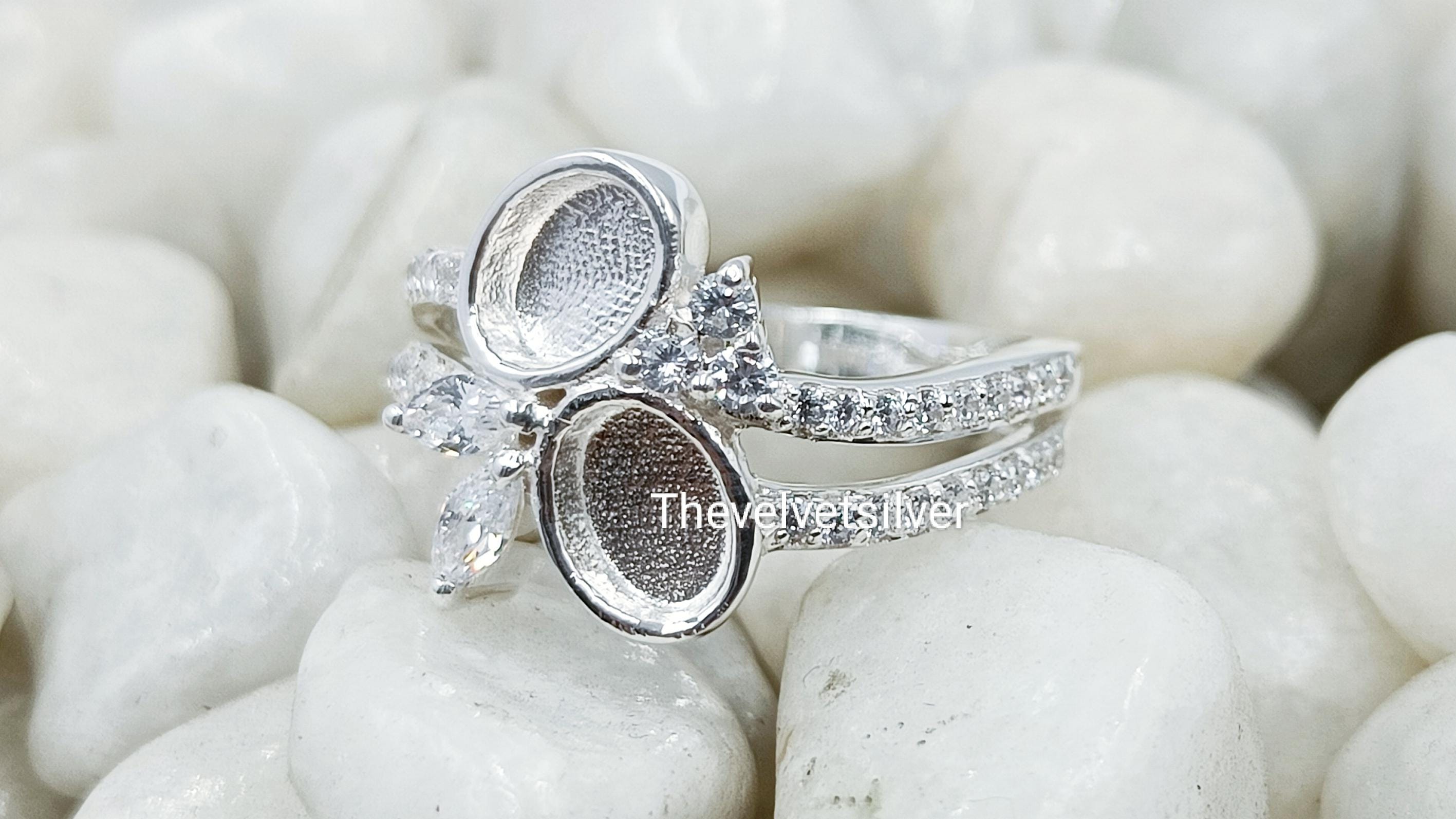 BENECREAT 925 Sterling Silver Ring Base Mounting, Oval Ring Blank