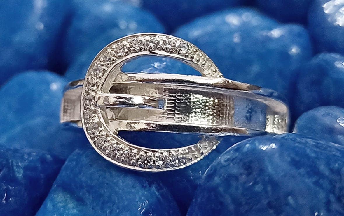 925 Sterling Solid Silver Belt Shape Ring With Blank Bezel