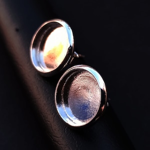 4mm to 25mm Round 2mm deep Thick Bezel Stud,For Resin work & GemStone Setting, 925 Sterling Silver Stud, Blank Silver Bezel,Back open/close