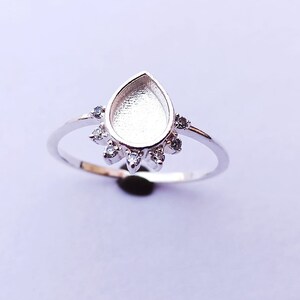 925 sterling silver 6 x 8 mm päronfärgad blank bezel med CZ-infattad ring, lämplig för harts- och askarbeten. Zirkon i valfri färg finns. bild 2