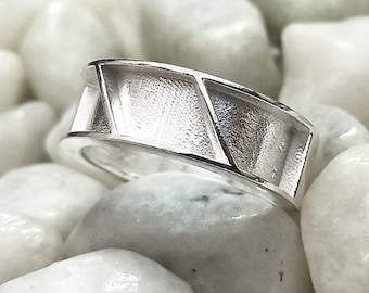 925 sterling massief zilver, 8 mm breed, 3 delen blanco ring, goed voor hars- en aswerk.