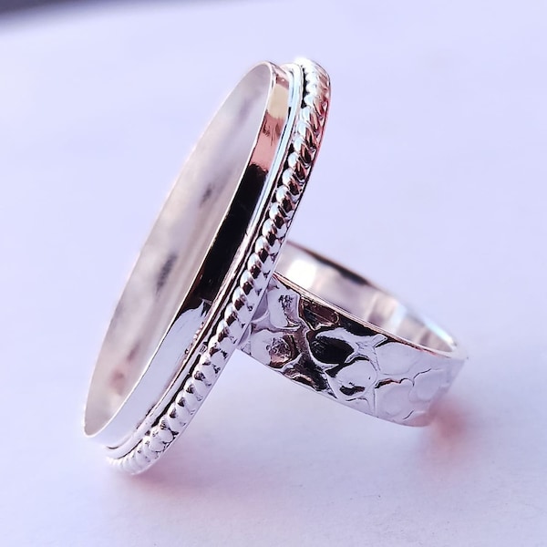 4x6 tot 18x13mm Oval Designer Bezel ring, voor harswerk en edelsteen setting, 925 sterling zilveren ring, lege bezel, handgemaakte ring, terug open / dicht