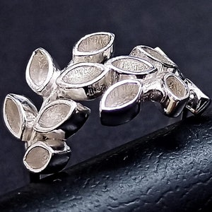 925 Sterling Solid Silver 2x4mm Leaf design Blank Bezel Ring, Not adjustable, Good for Resin & Ashes Work.