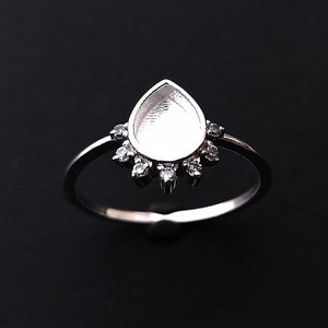 925 sterling silver 6 x 8 mm päronfärgad blank bezel med CZ-infattad ring, lämplig för harts- och askarbeten. Zirkon i valfri färg finns. bild 5