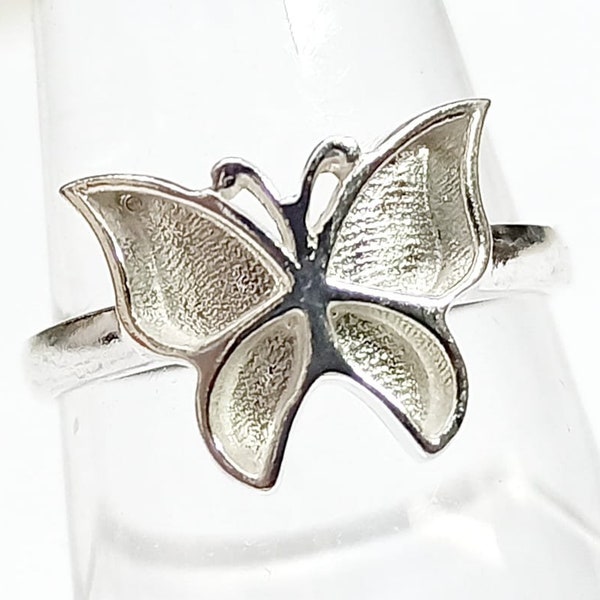 925 Sterling Silver 13mm Butterfly Blank Bezel Ring, Good for Resin & Ashes Work.
