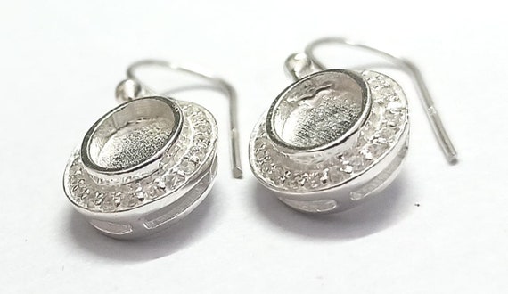 アクセサリー SEE 6x8 to 9x11 Mm Oval Blank Bezel Earring With Zircon,for