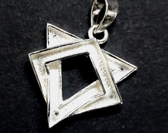 18mm Triangle and Square Shape Blank Bezel Designer Pendent, 925 Sterling Silver Pendent, Good for Resin Work.