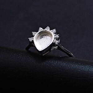 925 sterling silver 6 x 8 mm päronfärgad blank bezel med CZ-infattad ring, lämplig för harts- och askarbeten. Zirkon i valfri färg finns. bild 9