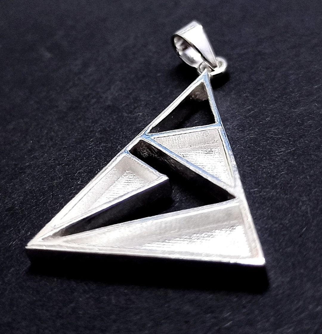 30mm Long Triangle Shape Blank Bezel Designer Pendant, 925 Sterling ...