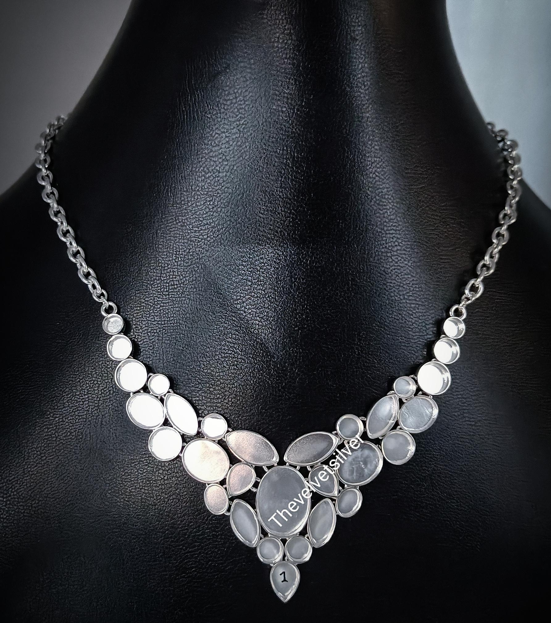 記事 1 - 大きなチャンキーネックレス、925 スターリングシルバー