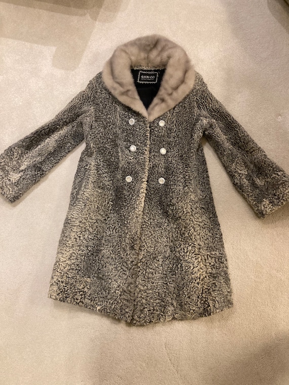 Astrakan (Persian lamb) full length coat with mink