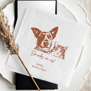 Tovaglioli per matrimonio personalizzati da foto con volto / Tovaglioli personalizzati con volto di animali domestici o coppia 100 fogli