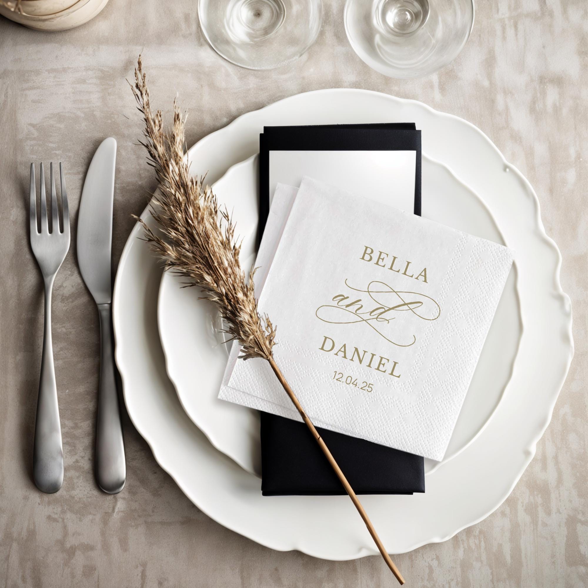 Custom Napkins With Text | Personalized Wedding Cocktail Napkins 50 Sheets