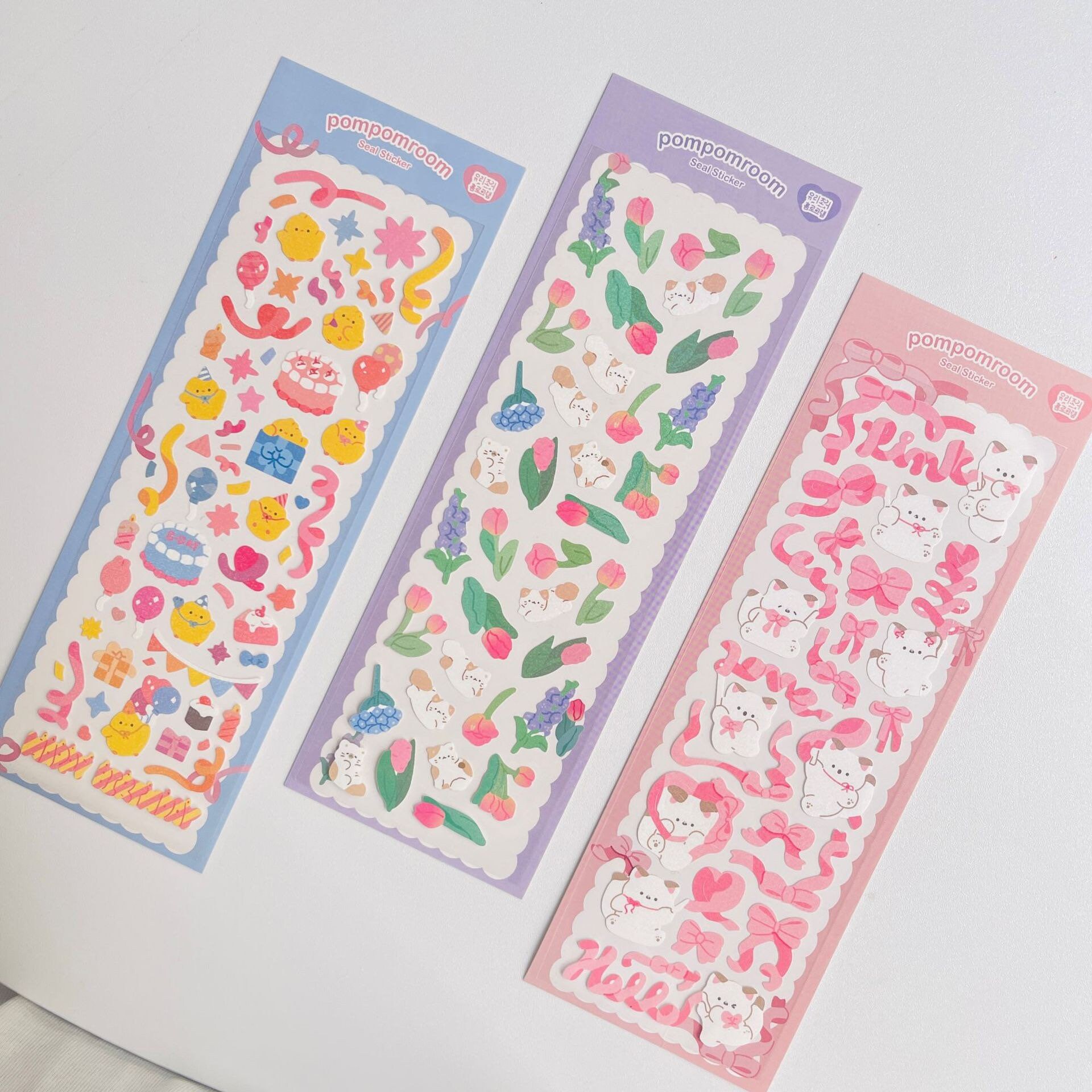 Holographic Korean Style Sticker Sheets Birthday Cat Lily Etsy